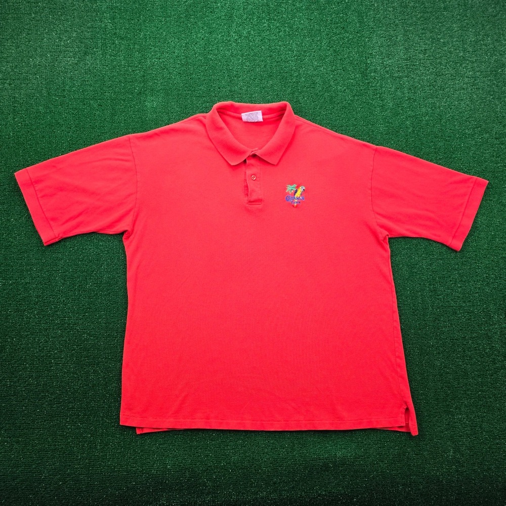 Corona‎ Extra Polo Shirt Mens 2XL/XL Orange Embroidered Parrot Vintage Beer